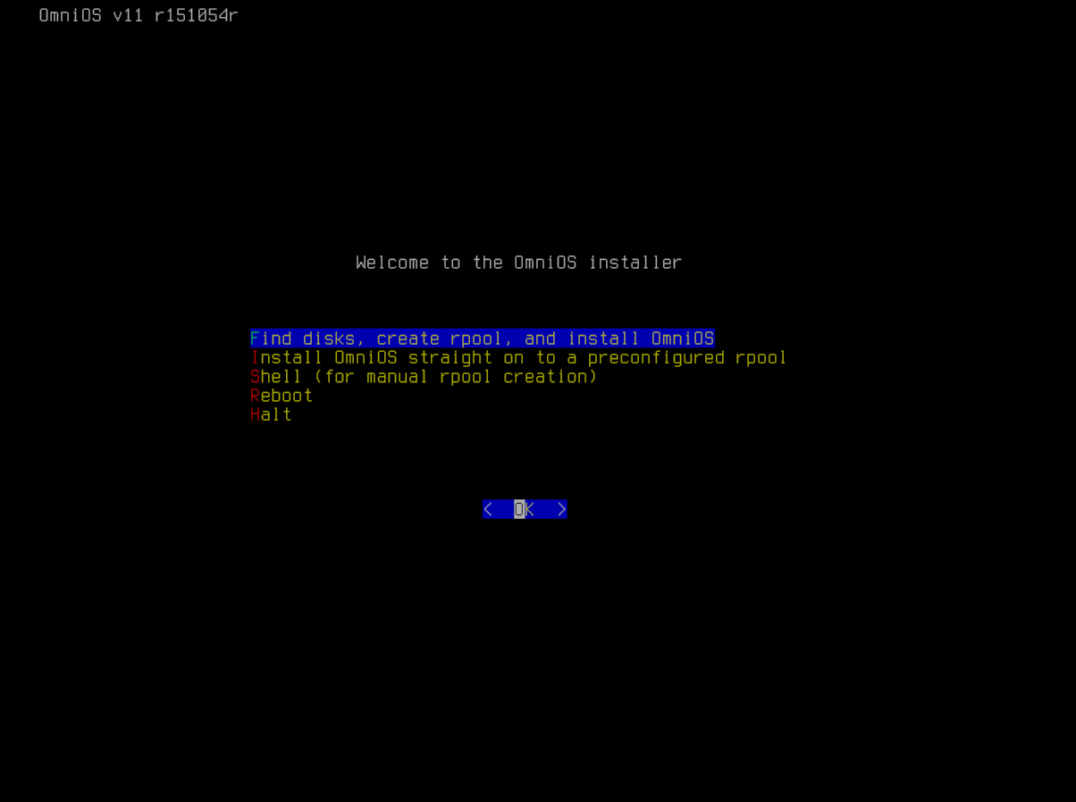 Install, shell or reboot